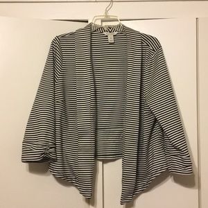 WHBM Striped 3/4 Sleeved Cropped Blazer